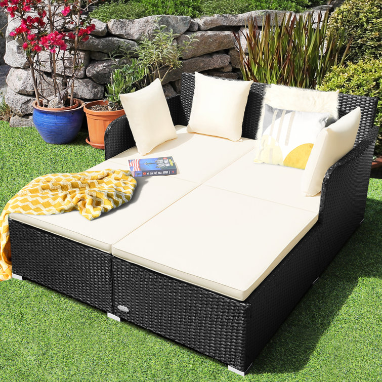 Red Barrel Studio® 52'' Wide Outdoor Wicker Patio Daybed with Cushions